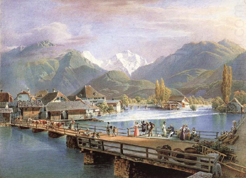 Gabriel Lory fils Ansicht von Unterseen mit Blick auf die Jungfrau china oil painting image